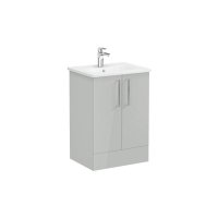 Vitra Root 60cm Basin Unit with Two Doors - High Gloss Pearl Grey