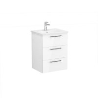 Vitra Root 60cm Basin Unit with Three Drawers - High Gloss White