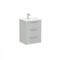 Vitra Root 60cm Basin Unit with Three Drawers - High Gloss Pearl Grey