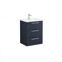 Vitra Root 60cm Basin Unit with Three Drawers - Matt Dark Blue