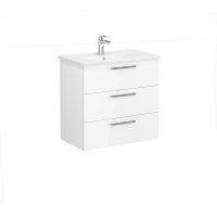 Vitra Root 80cm Basin Unit with Three Drawers - High Gloss White