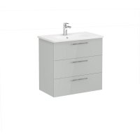 Vitra Root 80cm Basin Unit with Three Drawers - High Gloss Pearl Grey