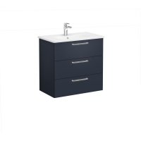 Vitra Root 80cm Basin Unit with Three Drawers - Matt Dark Blue