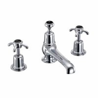 Burlington Anglesey Quarter Turn Thermostatic 3 Hole Basin Mixer with Pop-Up Waste - Black