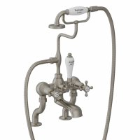 Burlington Claremont Quarter Turn Deck Mounted Bath Shower Mixer - Brushed Nickel