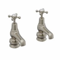 Burlington Claremont Regent Quarter Turn Cloakroom Taps - Brushed Nickel