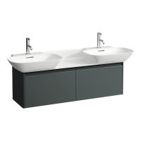 Laufen Base Traffic Grey 1200mm Vanity Unit with 2 Drawers & Black Aluminium Handle