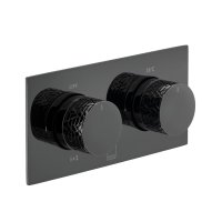 Vado Individual Omika Noir 2 Outlet Horizontal Thermostatic Valve with All-Flow Function - Polished Black