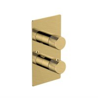 RAK Amalfi Dual Outlet, 2 Handle Thermostatic Concealed Shower Valve - Gold