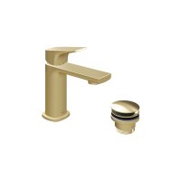 Vado Cameo Lever Mini Mono Basin Mixer for Low Pressure System with Waste - Satin Brass