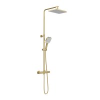 Vado Cameo Wall Mounted Thermostatic Exposed Shower Column - Satin Brass