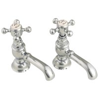 Silverdale Victorian Basin Pillar Taps - Chrome
