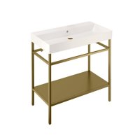 Britton Shoreditch 850mm Frame Furniture Stand and Basin - Brushed Brass - Stock Clearance