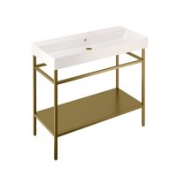 Britton Shoreditch 1000mm Frame Furniture Stand and Basin - Brushed Brass - Stock Clearance