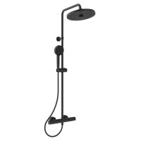 Ideal Standard Ceratherm T25+ Thermostatic Shower System with 2 Function Showerhead 2 Function Handspray and Hose  - Silk Black