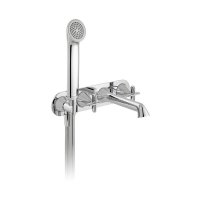 Vado Arrondi Wall Mounted Thermostatic Bath Shower Mixer Tap with Cross Handles & Integrated Outlet and Handset