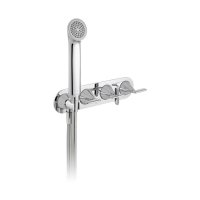 Vado Tablet Arrondi 3 Outlet, 3 Handle Concealed Thermostatic Valve for Bath with Integrated Outlet and Handset