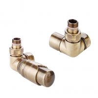 Zehnder Left Handed Thermostatic Double Angled Valve Set 10 - Brass