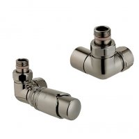 Zehnder Left Handed Thermostatic Double Angled Valve Set 10 - Nickel Nero