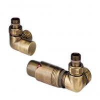 Zehnder Right Handed Thermostatic Double Angled Valve Set 11 - Brass