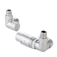 Zehnder Right Handed Thermostatic Double Angled Valve Set 11 - Satin Chrome