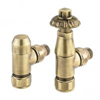 Zehnder Thermostatic Angled Antique Valve Set 17 - Brass