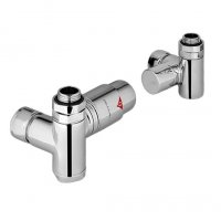 Zehnder Left Handed Thermostatic Dual Fuel Angled Valve Set 21 - Chrome