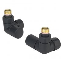 Zehnder Manual Double Angled Valve Set 28 - Matt Black