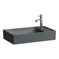 Laufen Meda Bowl Basin with Right Shelf - 1 Tap Hole - Matt Graphite