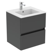 Ideal Standard Eurovit+ 50cm Wall Mounted Vanity Unit with 2 Drawers - Mid Grey