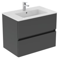 Ideal Standard Eurovit+ 70cm Wall Mounted Vanity Unit with 2 Drawers - Mid Grey