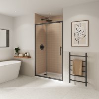 Coram Optima 6 1400mm Sliding Door Shower Enclosure - Brushed Black
