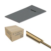 Abacus Elements Linear Uno 1400 x 900mm Complete Tray Kit with Fittings (End Drain) - Brushed Brass