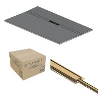 Abacus Elements Linear Uno 1800 x 900mm Complete Tray Kit with Fittings (Offset Drain) - Brushed Brass