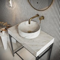 Scudo Sanctuary 350 x 350mm Round Marble Basin - Arabescato White