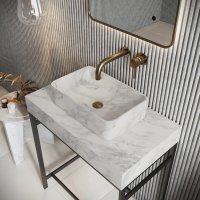 Scudo Sanctuary 420 x 270mm Rectangular Marble Basin - Venato White