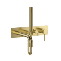 Scudo Core Wall-Mounted Bath/Shower Mixer & Handset - Brushed Brass