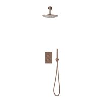 Scudo Core Round Mixer Valve with Handset & Mounting Bracket - Brushed Bronze
