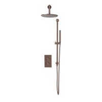Scudo Core Round Mixer Valve with Head & Handset Riser Kit - Brushed Bronze