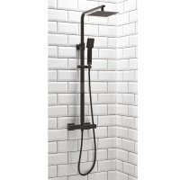 Scudo Lunar Square Rigid Riser Shower Kit - Matt Black
