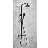 Scudo Middleton Round Rigid Riser Shower Kit - Matt Black