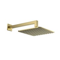 Scudo Square Shower Arm & Head - Brushed Brass