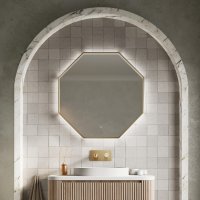 Scudo Passa 600 x 600mm Octagonal Mirror - Brushed Brass