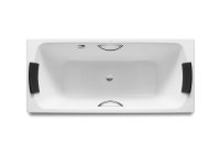 Roca Lun Plus 1800 x 800mm Rectangular Steel Bath with Anti-Slip Base & Grips