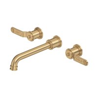 Perrin & Rowe Armstrong Armstrong Wall-Mounted Dual Lever Basin Mixer - Satin Brass