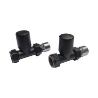 Scudo Straight Radiator Valves (Pair) - Black