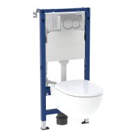 Geberit Wall-Hung 4-in-1 Frame, Flush Plate, Selnova Rimless Pan & Soft Close Seat Combi-Pack