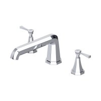 Perrin & Rowe Deco Three-Hole Deck-Mounted Bath Filler with Lever Handles - Chrome