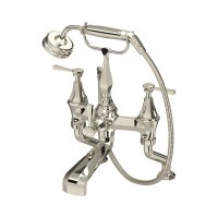 Perrin & Rowe Deco Deck-Mounted Bath-Shower Mixer with Handshower and Lever Handles - Nickel