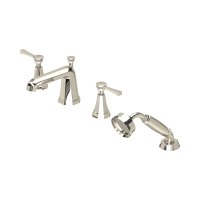 Perrin & Rowe Deco Four-Hole Bath-Shower Mixer with Lever Handles - Nickel